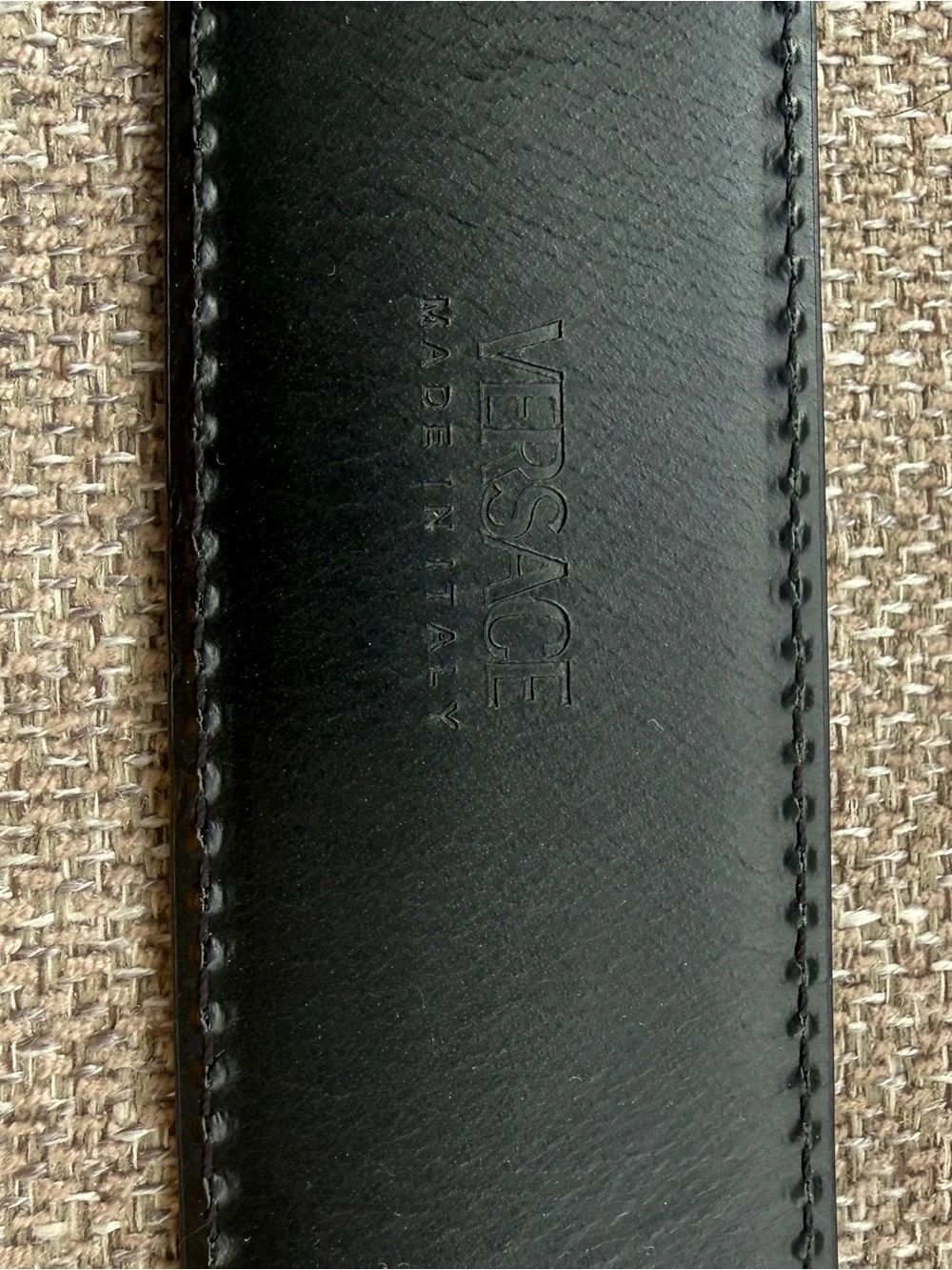 Versace Black Leather Belt with Gold Medusa Buckle Statement